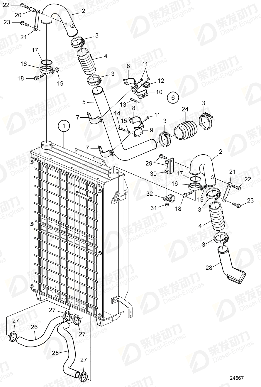 volvo penta Radiator hose 3809806 Drawing